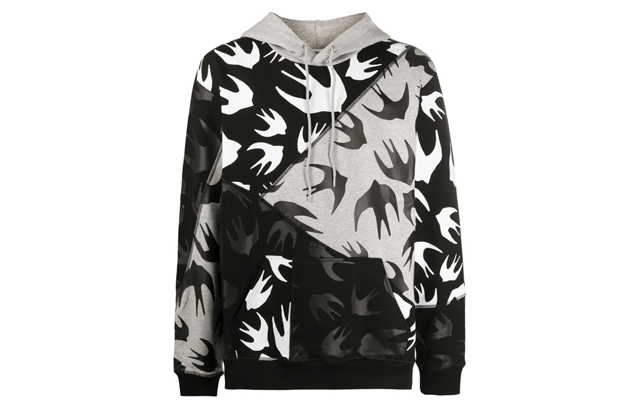 Alexander McQueen Swallow Print Hoodie Men’s Colorblock Design 620705-RPT49-1073