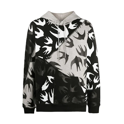 Alexander McQueen Swallow Print Hoodie Men’s Colorblock Design 620705-RPT49-1073