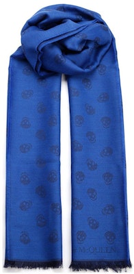 Alexander McQueen Pañuelo Unisex Azul con Estampado de Calavera y Flecos 5577054617Q4868 Buy Alexander McQueen Pañuelo Unisex Azul con Estampado de Calavera y Flecos 5577054617Q4868