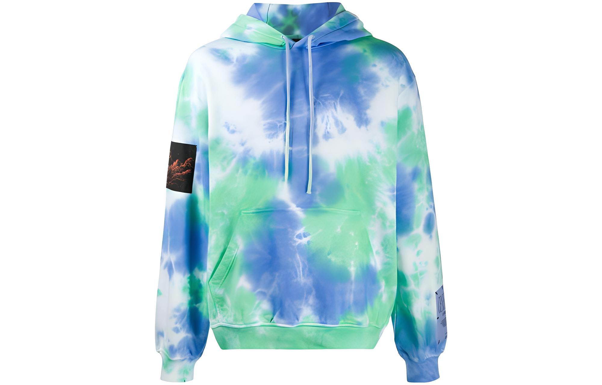 Alexander McQueen Tie-Dye Logo Hoodie Men’s Blue Green 624727RPJ50