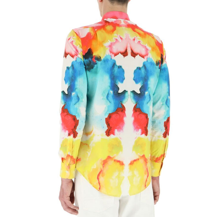 Purchase Alexander McQueen Tie-Dye Print Long Sleeve Shirt Floral Multicolor 609065QOO28-8500