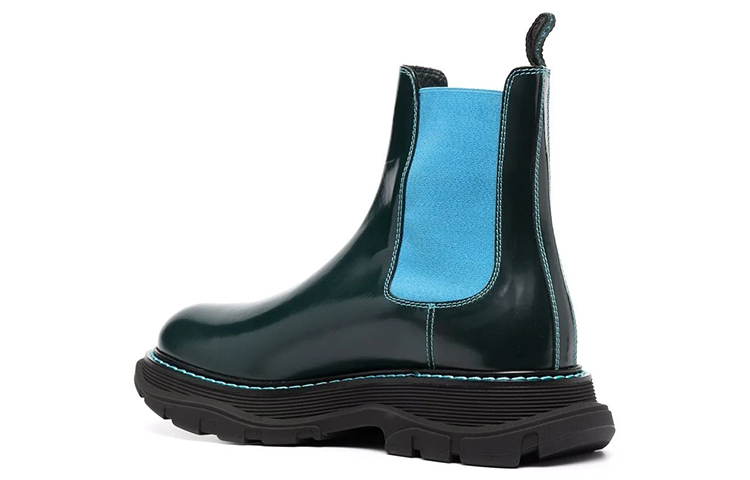 Lookbook アレキサンダー・マックイーン トレッド チェルシーブーツ (グリーンブルー) 625229WHZ8D3129