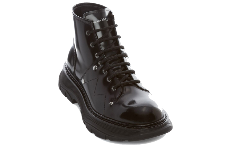 Lookbook アレキサンダー・マックイーン トレッド レースアップ ブーツ (黒) 604253WHQS01000