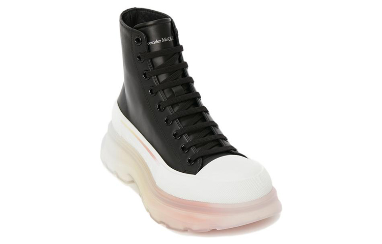 Alexander McQueen Tread Slick 'Black and White Leather High-Top' 圖 2