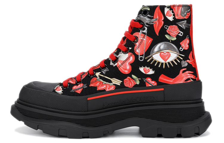 Buy 亚历山大·麦昆 Tread Slick '黑红' 运动鞋 660398W4L3V1037