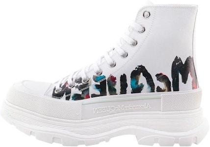 亞歷山大·麥昆 Tread Slick 皮革 系帶 時尚 短靴 白色 Buy 亞歷山大·麥昆 Tread Slick 皮革 系帶 時尚 短靴 白色