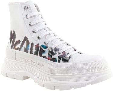 亞歷山大·麥昆 Tread Slick 皮革 系帶 時尚 短靴 白色 Lookbook 亞歷山大·麥昆 Tread Slick 皮革 系帶 時尚 短靴 白色