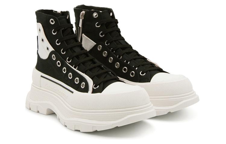 Lookbook 亞歷山大·麥昆 Tread Slick 圓頭時尚綁帶短靴 男款 黑色