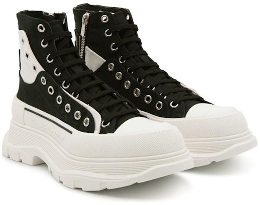 알렉산더 맥퀸 트레드 슬릭 앵클 부츠 '블랙 화이트 오버래핑 패널' 735819-W4TGR-1170 Lookbook 알렉산더 맥퀸 트레드 슬릭 앵클 부츠 '블랙 화이트 오버래핑 패널' 735819-W4TGR-1170