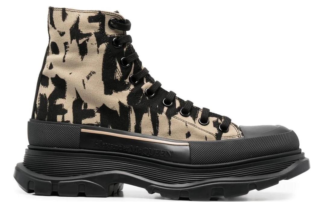 Order Alexander McQueen Tread Slick Botas 'Beige Negro Graffiti' 705667-W4TG4-9787