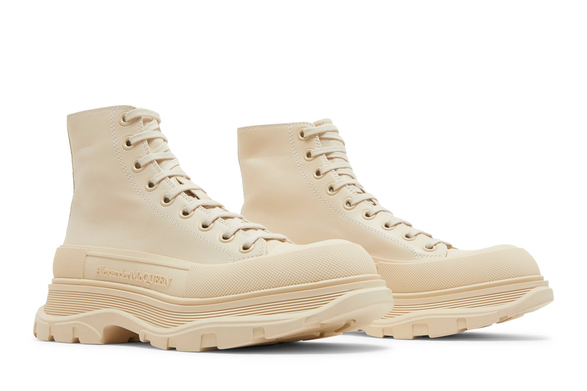 Cheap (W) アレキサンダー・マックイーン トレッド スリック ブーツ (ベージュ) 627206-WIAG6-5593