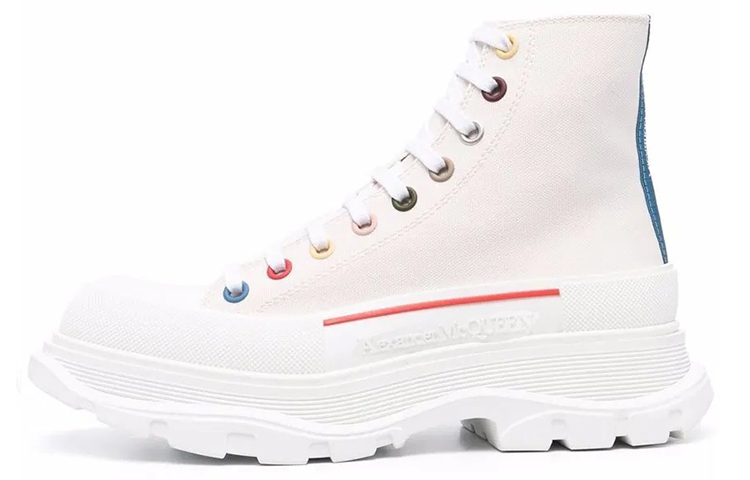 Buy 알렉산더 맥퀸 트레드 슬릭 부츠 '패브릭 베이지 밀크' 604254W4MVG9533