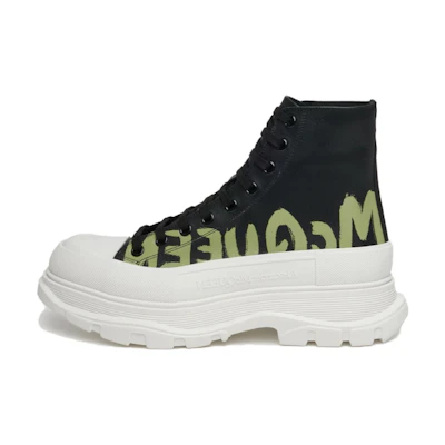 Alexander McQueen Tread Slick Boot 'Graffiti Logo - Black Khaki'