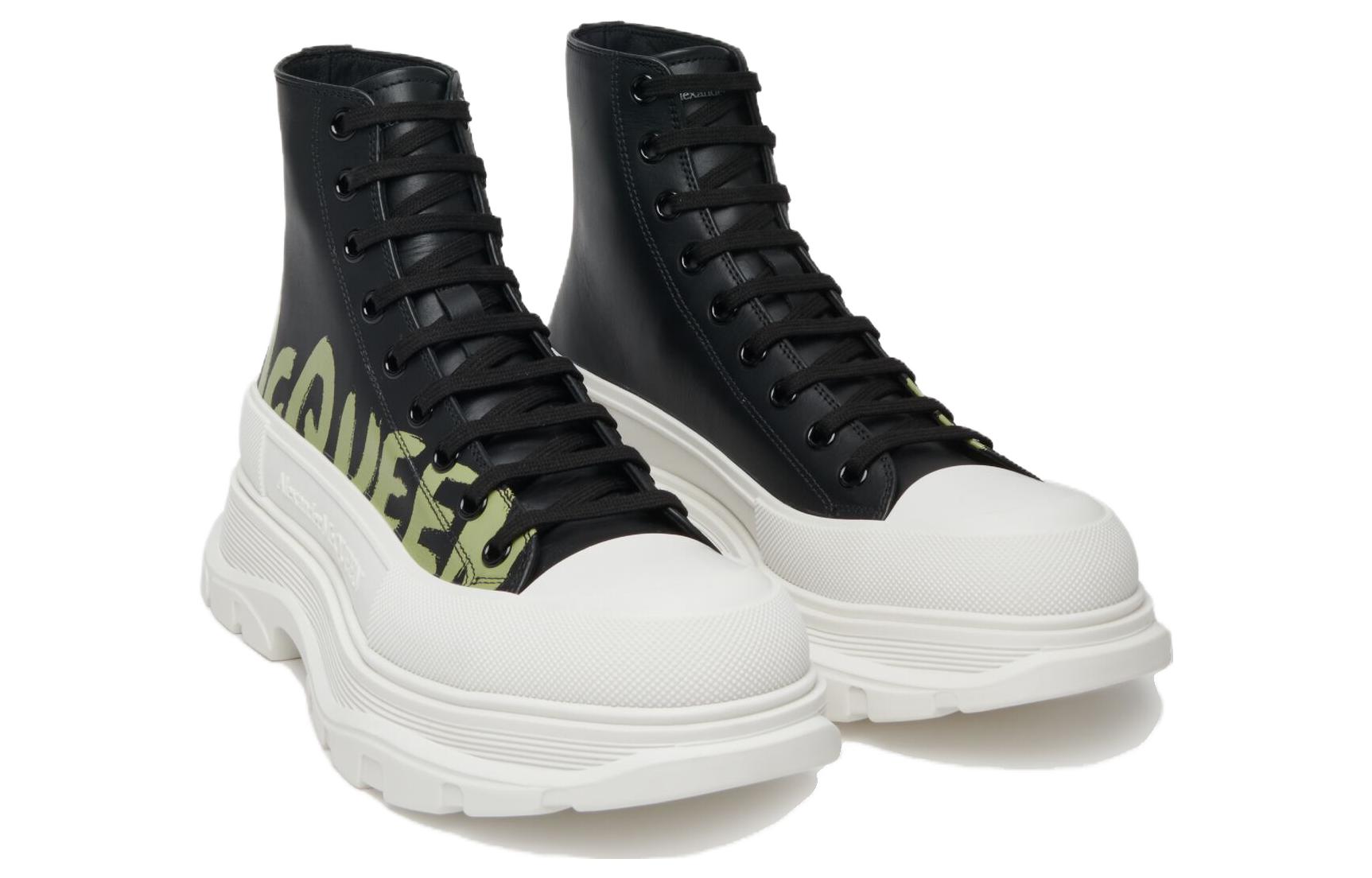 Order Alexander McQueen Tread Slick Bota 'Graffiti Logo - Negro Caqui' 777960-WIAT6-1680