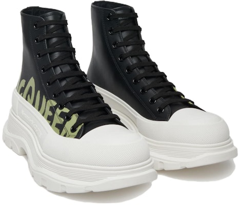 Alexander McQueen Tread Slick Boot 'Logo Graffiti - Hitam Khaki' 777960-WIAT6-1680 Order Alexander McQueen Tread Slick Boot 'Logo Graffiti - Hitam Khaki' 777960-WIAT6-1680