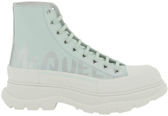Alexander McQueen Tread Slick Boot 'McQueen Graffiti Logo - Pastel Green' 711109-WIAT6-4615 Order Alexander McQueen Tread Slick Boot 'McQueen Graffiti Logo - Pastel Green' 711109-WIAT6-4615