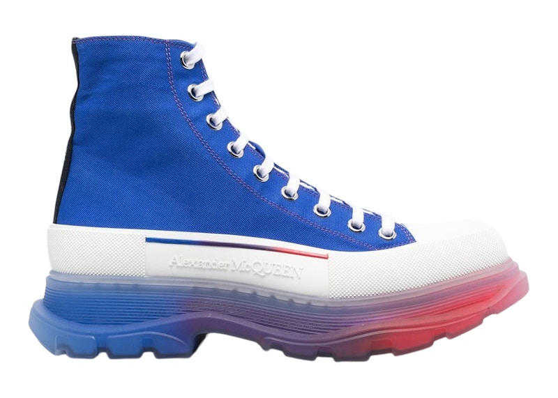 Buy Alexander McQueen Tread Slick Bota Suela Transparente Azul Eléctrico Rojo Blanco 705659W4TGE