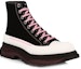 Order Alexander McQueen Tread Slick Boots 'Black Blossom Pink' Hitam Bunga Merah Jambu 662686-W4MV9-1321