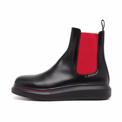 Alexander McQueen Tread Slick Chelsea Boot 'Black Red'