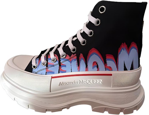 Alexander McQueen Tread Slick High-Top Sneakers 'Black Blue Red' 686737W4MVP1509 Buy Alexander McQueen Tread Slick High-Top Sneakers 'Black Blue Red' 686737W4MVP1509