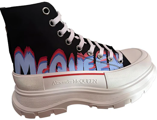 Alexander McQueen Tread Slick Hoge Sneakers ''Zwart Blauw Rood'' 686737W4MVP1509 Order Alexander McQueen Tread Slick Hoge Sneakers ''Zwart Blauw Rood'' 686737W4MVP1509