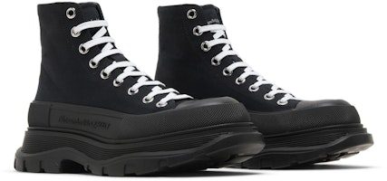 Alexander McQueen 亞歷山大·麥昆 帆布系帶短筒靴 黑色 Cheap Alexander McQueen 亞歷山大·麥昆 帆布系帶短筒靴 黑色