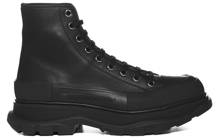 Order 亞歷山大·麥昆 黑色皮革Tread Slick短靴