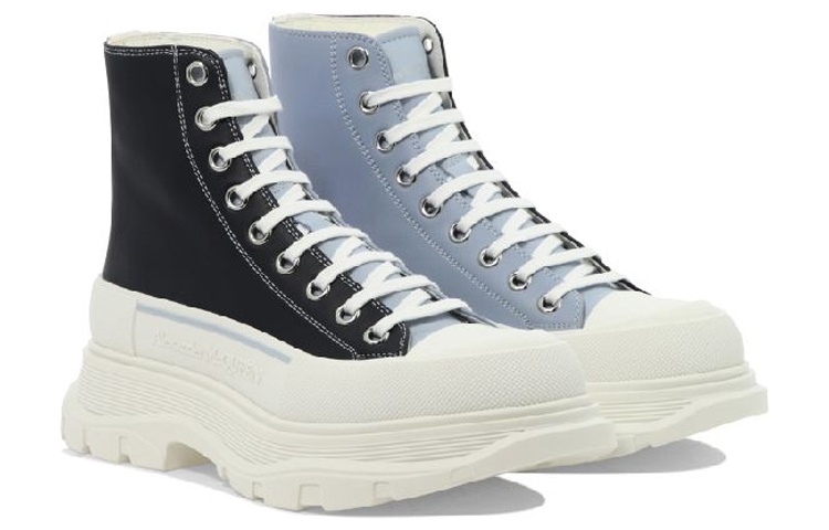 Lookbook 亞歷山大∙麥昆 Alexander McQueen Tread Slick 牛皮 鞋帶高筒 運動休閒鞋 男款 黑藍色