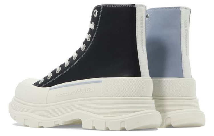 Shop 亞歷山大∙麥昆 Alexander McQueen Tread Slick 牛皮 鞋帶高筒 運動休閒鞋 男款 黑藍色