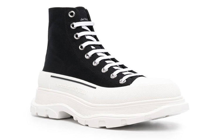 Order Alexander McQueen亞歷山大麥昆 時尚系帶高筒厚底 板鞋 男款 白黑