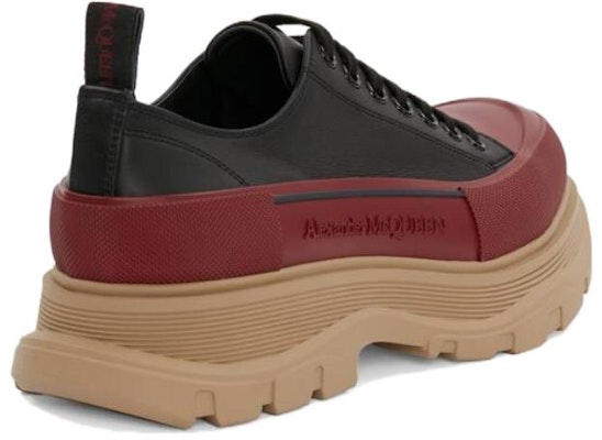 亞歷山大·麥昆 皮革系帶時尚厚底鞋 Tread Slick 男款 黑紅色 Shop 亞歷山大·麥昆 皮革系帶時尚厚底鞋 Tread Slick 男款 黑紅色