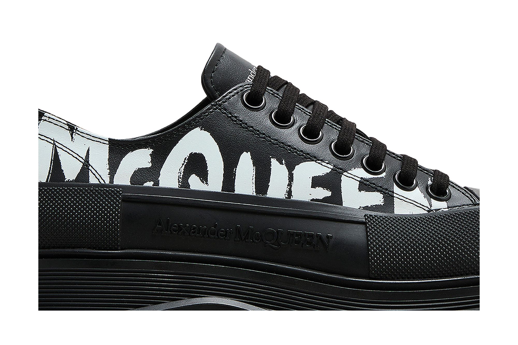 Order Alexander McQueen Tread Slick Lace-Up 'Logo Grafiti - Hitam Putih' 711108-WIAT6-1070