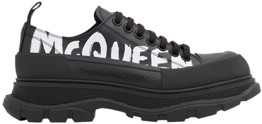 Alexander McQueen Tread Slick Lace-Up 'Graffiti Logo - Black White' 711108-WIAT6-1070 Buy Alexander McQueen Tread Slick Lace-Up 'Graffiti Logo - Black White' 711108-WIAT6-1070
