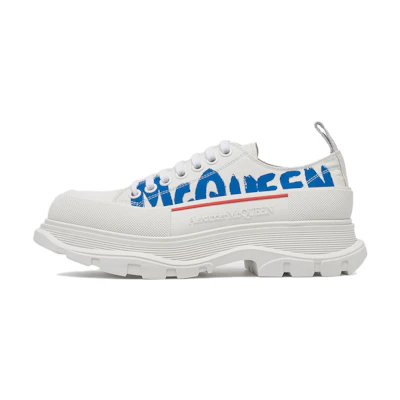 Alexander McQueen Tread Slick Lace Up 'McQueen Graffiti Logo - White Blue'