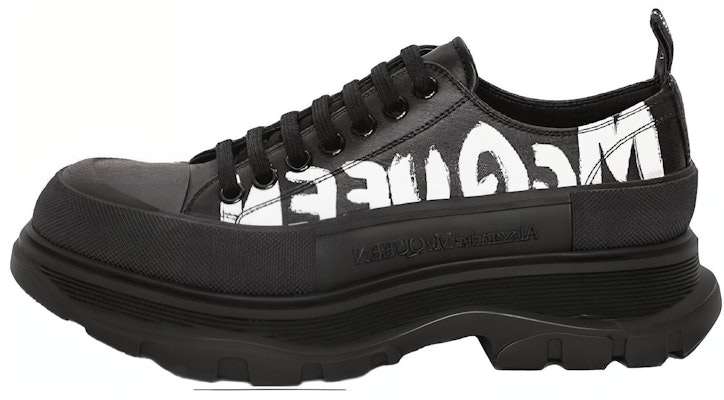 Alexander McQueen Tread Slick Lace Up 'McQueen Graffiti Logo - Black' 682423WIABD1070/711108WIAT61070 Buy Alexander McQueen Tread Slick Lace Up 'McQueen Graffiti Logo - Black' 682423WIABD1070/711108WIAT61070