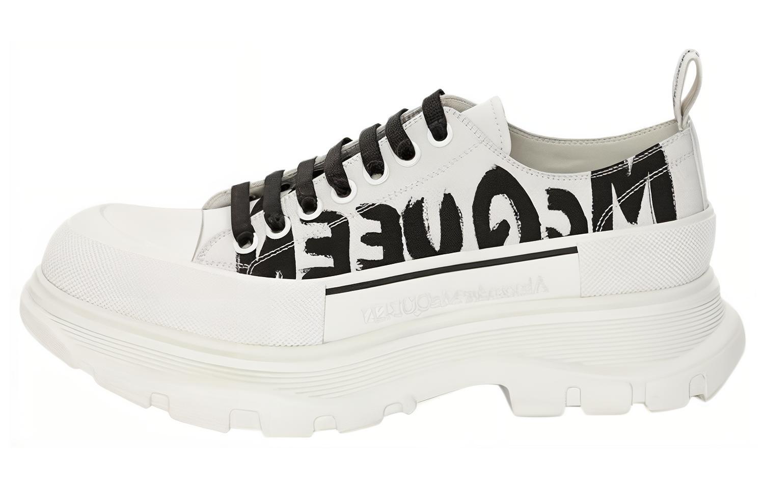 Alexander McQueen Tread Slick Lace Up 'McQueen Graffiti Logo - White' 682423WIABD9488