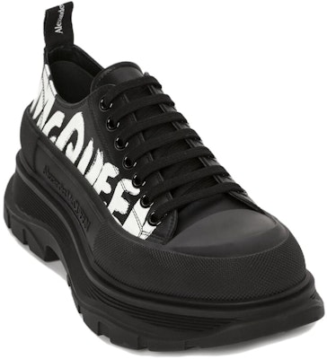 Alexander McQueen Tread Slick Lace Up 'McQueen Graffiti Logo - Black' 682423WIABD1070/711108WIAT61070 Order Alexander McQueen Tread Slick Lace Up 'McQueen Graffiti Logo - Black' 682423WIABD1070/711108WIAT61070