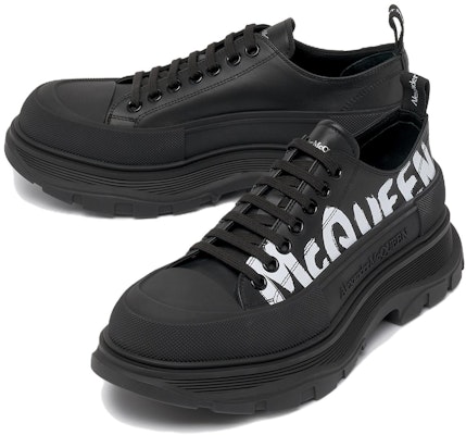 Alexander McQueen Tread Slick Lace Up 'McQueen Graffiti Logo - Black' 682423WIABD1070/711108WIAT61070 Shop Alexander McQueen Tread Slick Lace Up 'McQueen Graffiti Logo - Black' 682423WIABD1070/711108WIAT61070