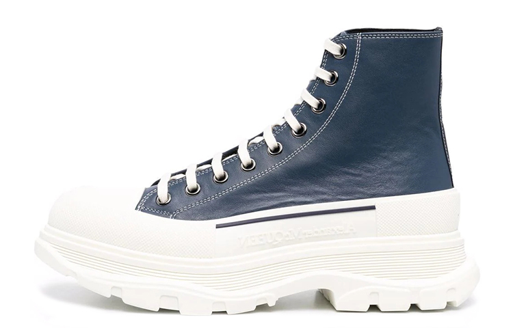 Alexander McQueen Tread Slick Lace Up Boot 'Navy Leather' 627206WIAM24456