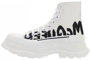 Alexander McQueen Tread Slick Logo Printed Sneakers 'White Black' 682420W4RQ29356 Alexander McQueen Tread Slick Logo Printed Sneakers 'White Black' 682420W4RQ29356