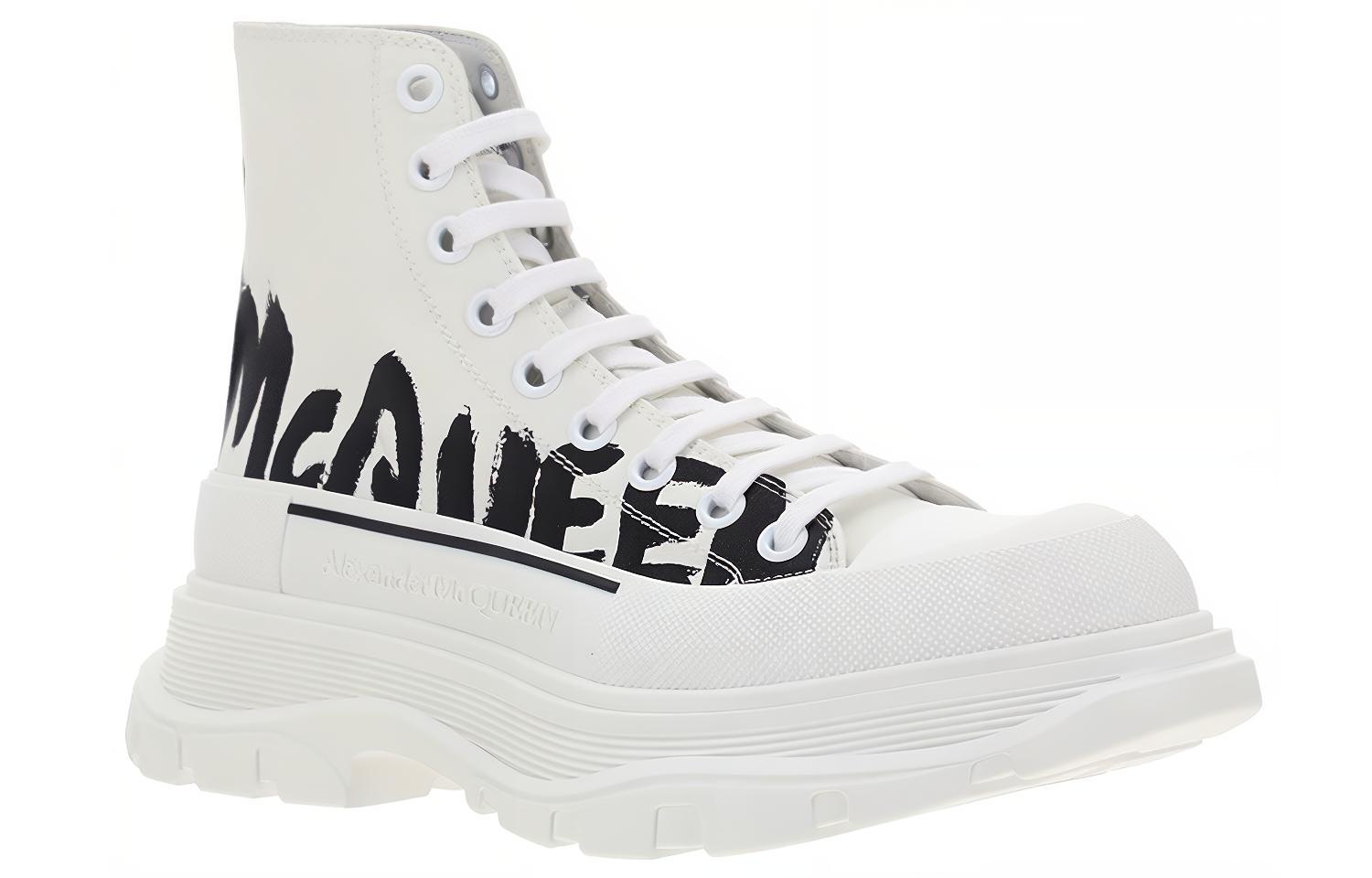 Order Alexander McQueen Tread Slick Logo Sneakers 'Putih Hitam' 682420W4RQ29356