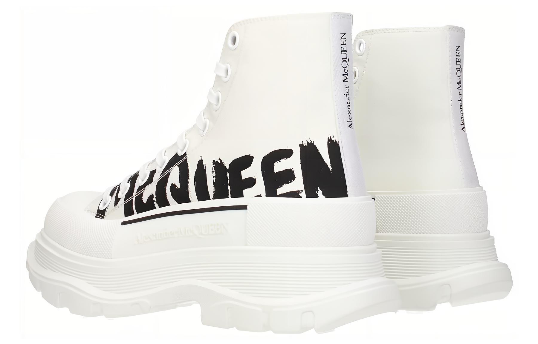 Shop Alexander McQueen Tread Slick Logo Sneakers 'Putih Hitam' 682420W4RQ29356
