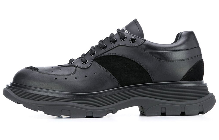 Alexander McQueen Tread Suede-panelled Leather Trainers 'Black' 627222WHRH51081