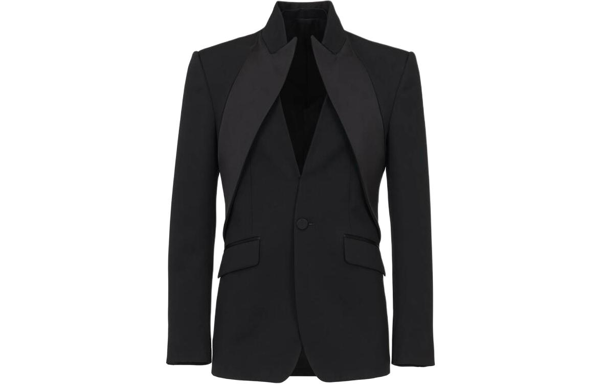 Alexander McQueen Twisted Lapel Tuxedo Jacket Black 782023-QVAAA-1000