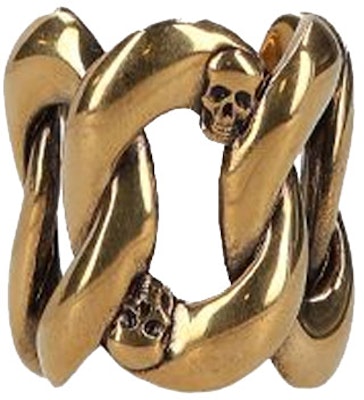 Alexander McQueen Unisex Antique Gold Tone Brass Ring Couple Style 650457J160Z0448 Buy Alexander McQueen Unisex Antique Gold Tone Brass Ring Couple Style 650457J160Z0448