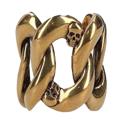 Alexander McQueen Unisex Antique Gold Tone Brass Ring Couple Style 650457J160Z0448