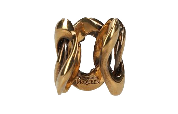 Lookbook Alexander McQueen Unisex Antique Gold Tone Brass Ring Couple Style 650457J160Z0448