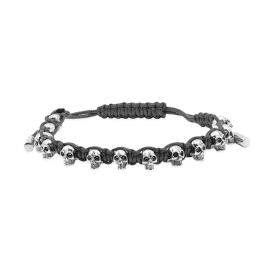 Alexander McQueen Unisex Woven Skull Bracelet Black/Silver 554660-J16KY-1000