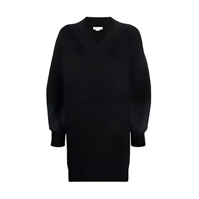 Alexander McQueen V-Neck Long Sleeve Sweater Dress Black 662137-QLAA8-1000