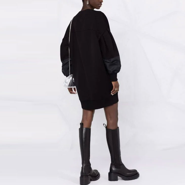 Shop Alexander McQueen V-Neck Long Sleeve Sweater Dress Black 662137-QLAA8-1000